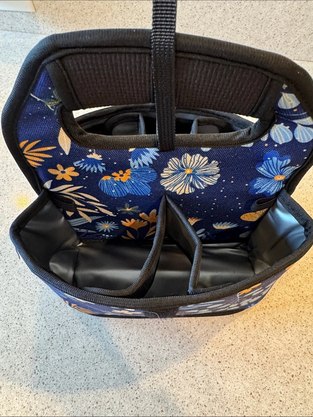 Beautyflier Blue Floral Portable Insulated Drink Carrier NWOT
